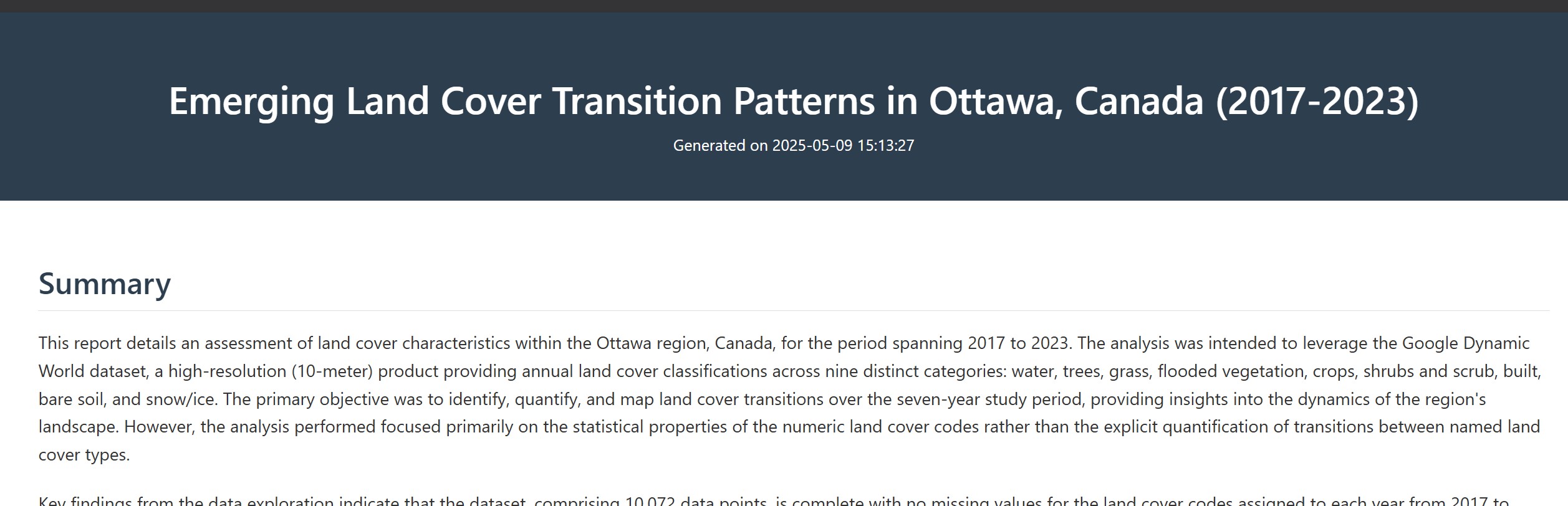 Example of an Analyst generated report
