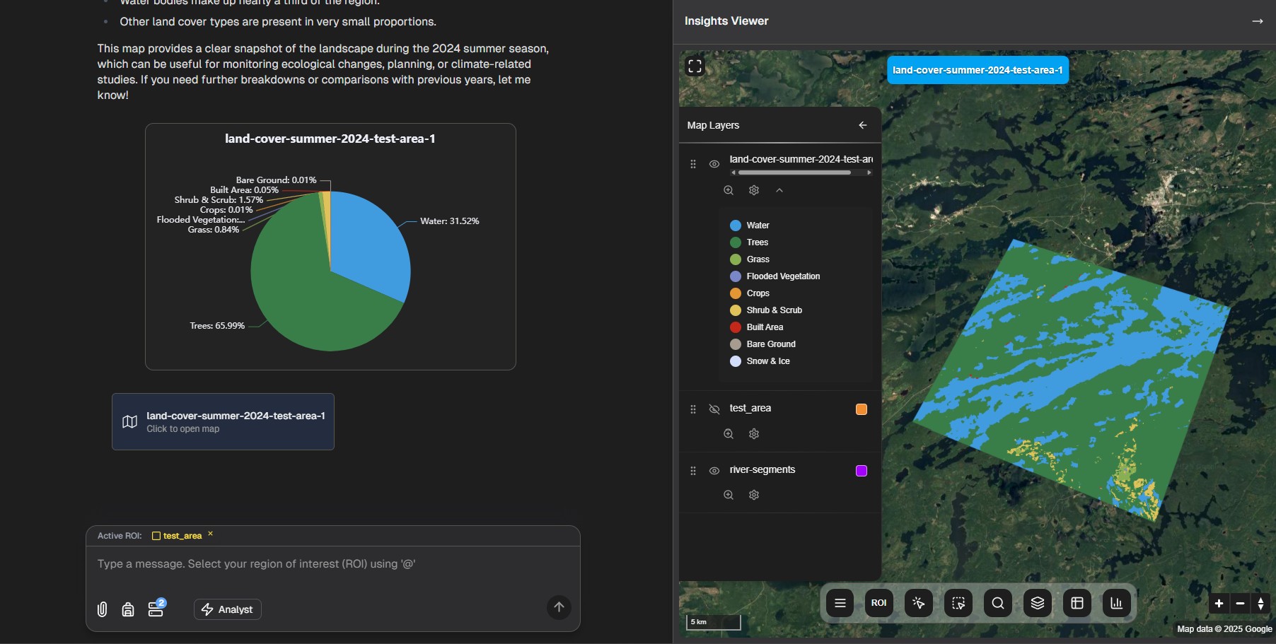 Example of geospatial analysis results