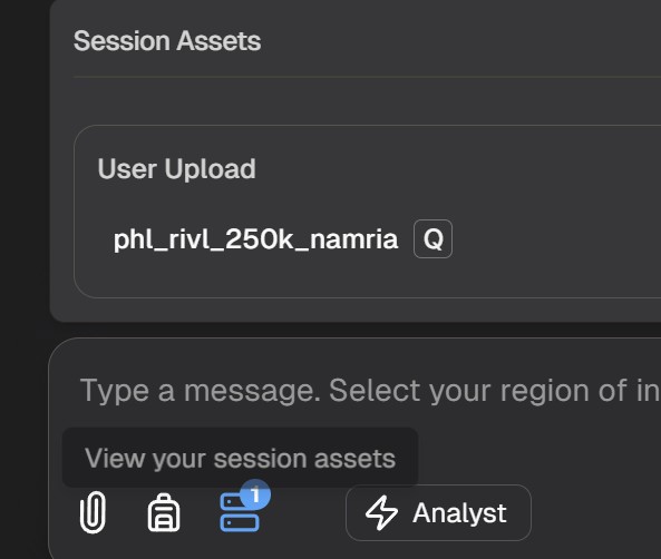 Uploaded geodata shown in layers list