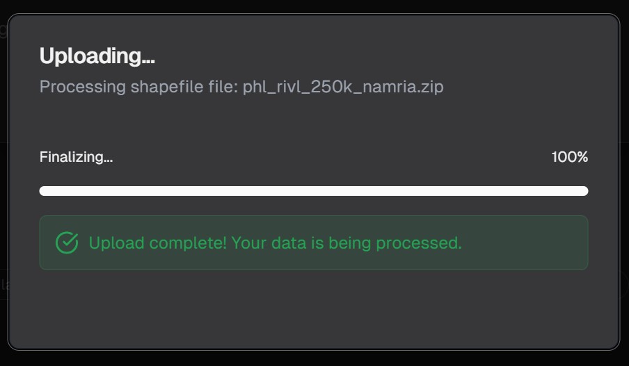 Uploading custom geospatial data